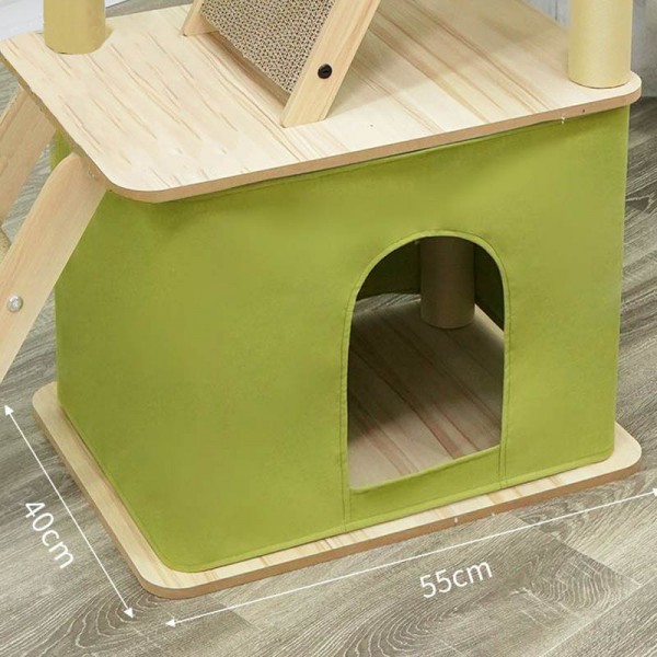 Green Modern Cat Tree Pet Tower With Scraching Ramp, Hanging Ball 9FTZZS-Gn - The Home Depot